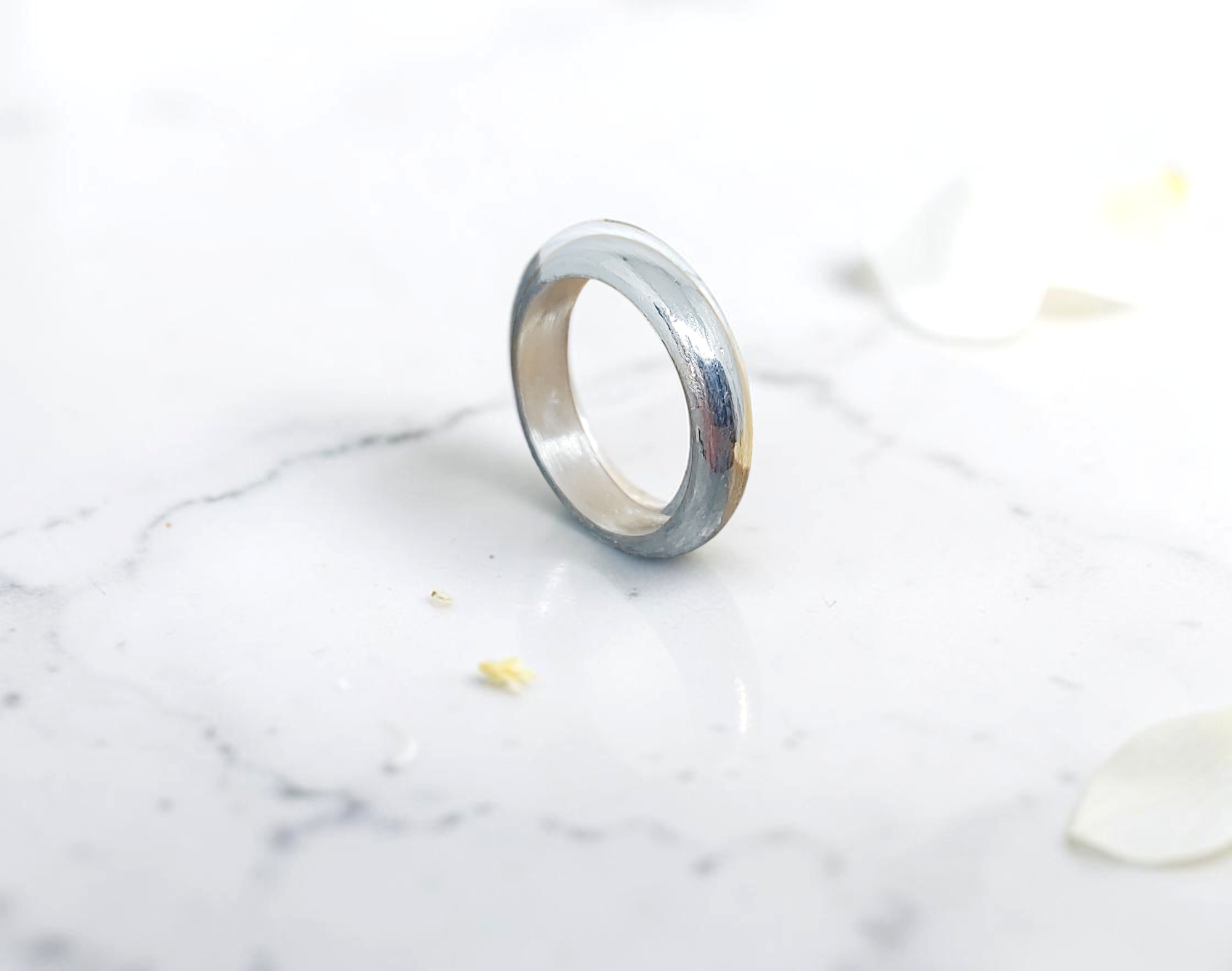 4mm 4.5mm Gloss 999 Fine Silver Thick Ring – Bevel Minimalist Comfort Fit Band