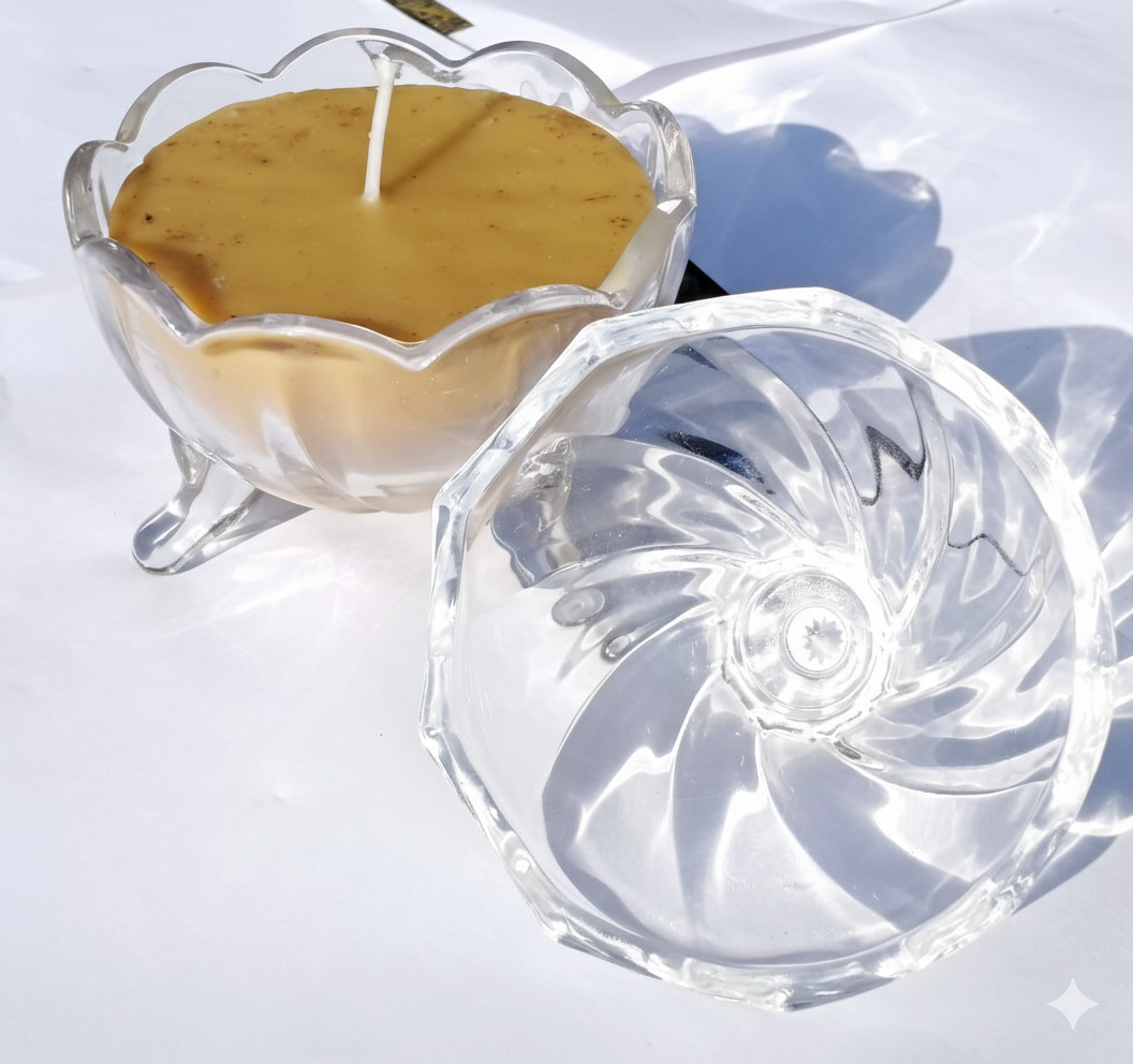  Premium Glass with Lid Pure Beeswax Candle