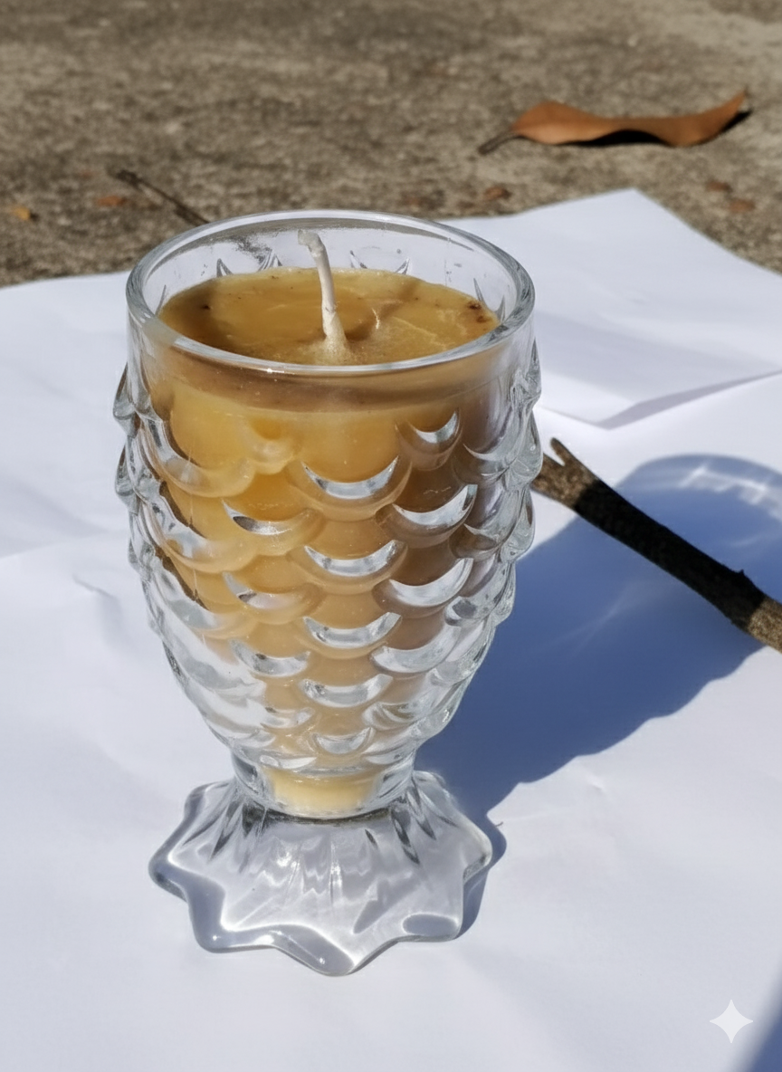 Artistic Fish-Shaped Glass Pure Beeswax Candle