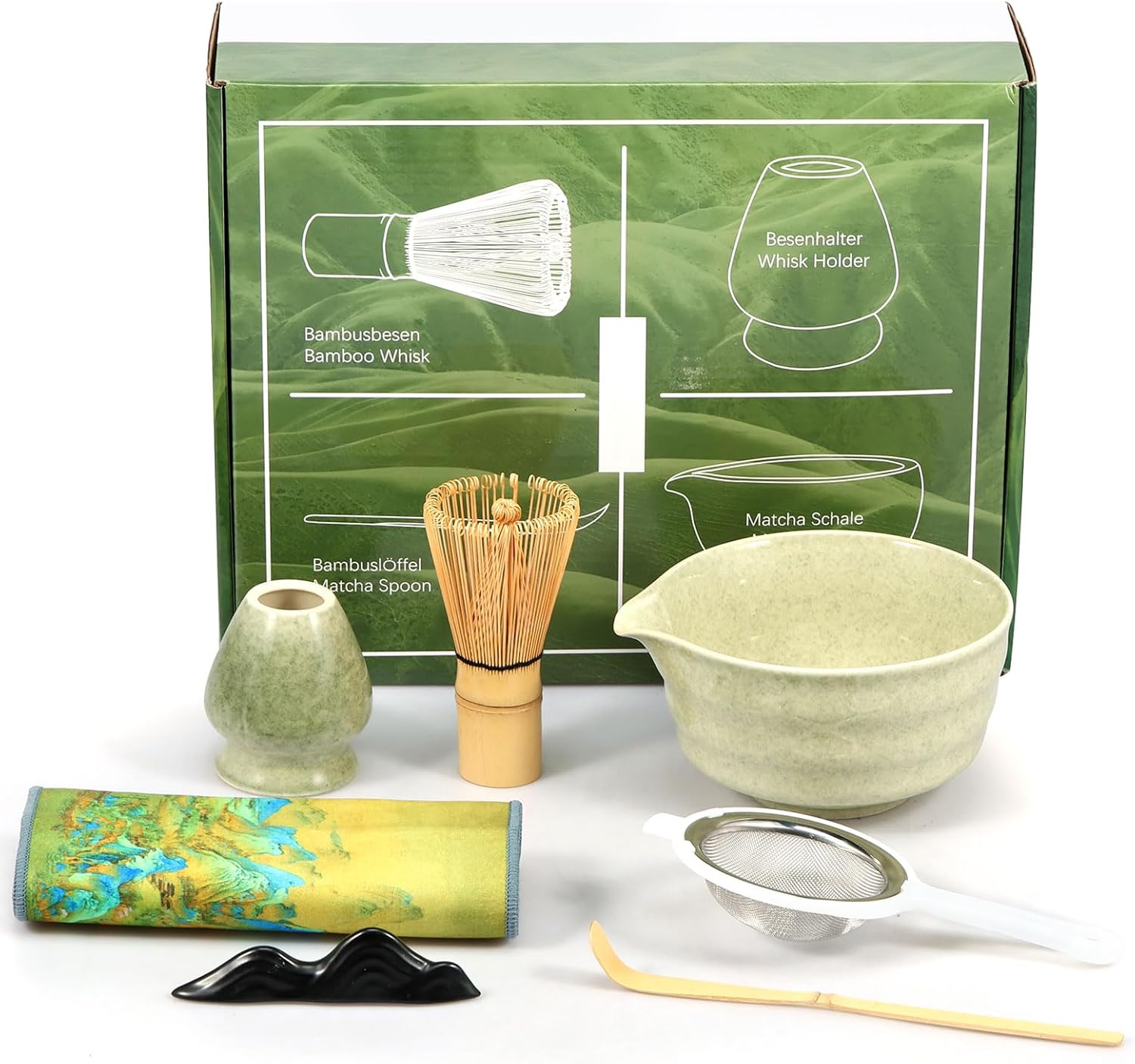 7Pcs Matcha Kit Tea Set,Matcha Whisk and Ceramic Bowl Set,Matcha Bowl Set,Matcha