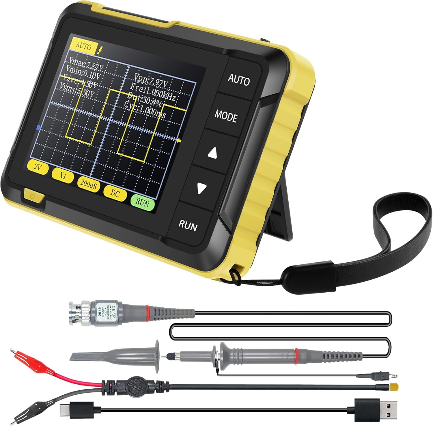 Handheld Oscilloscope Kit 1000mAh Portable Mini Digital Oscilloscope 2.8inch Scr