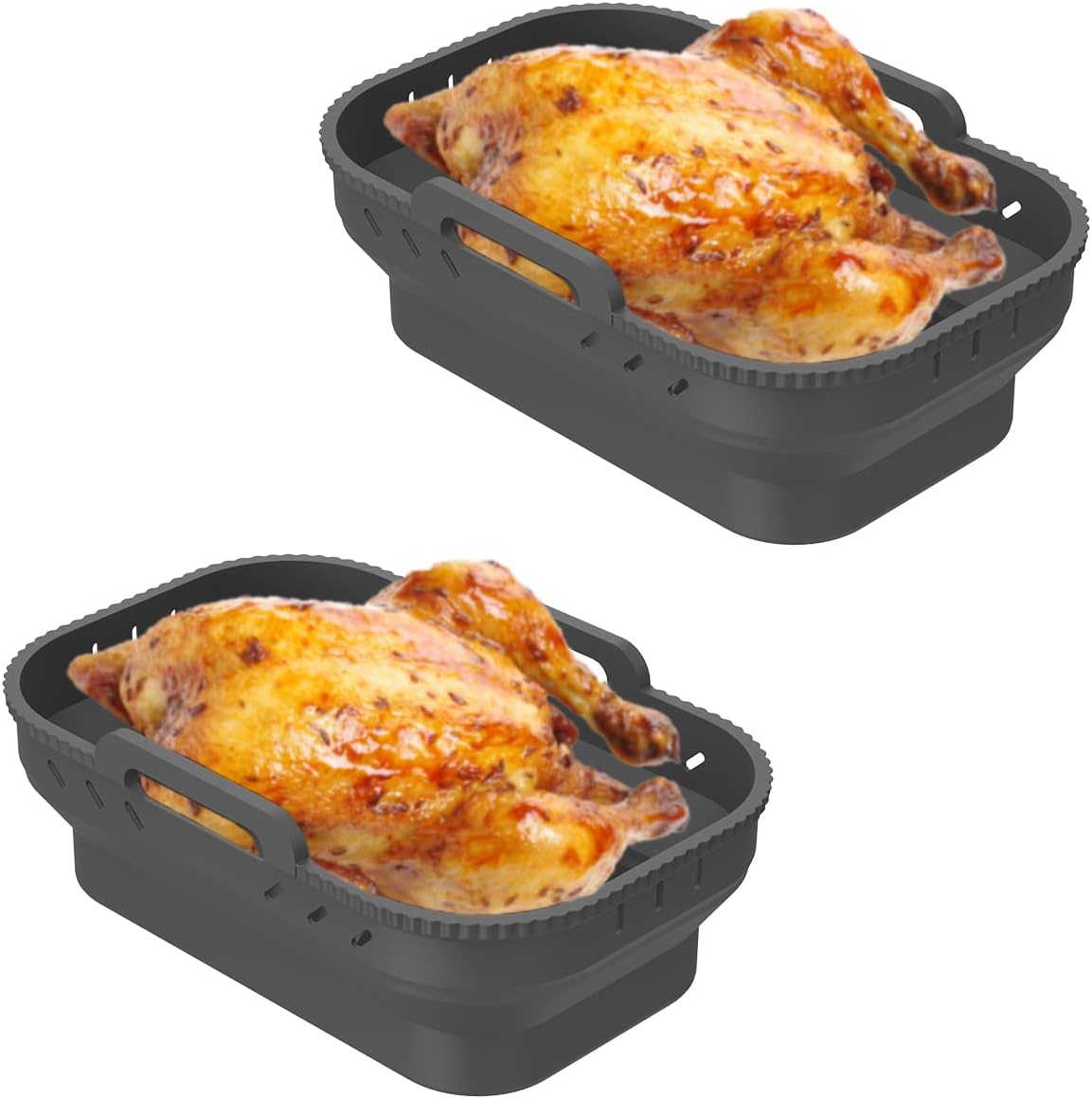 2Pcs Air Fryer Silicone Pot Air Fryer Silicone Basket Non-Stick Rectangle Baking