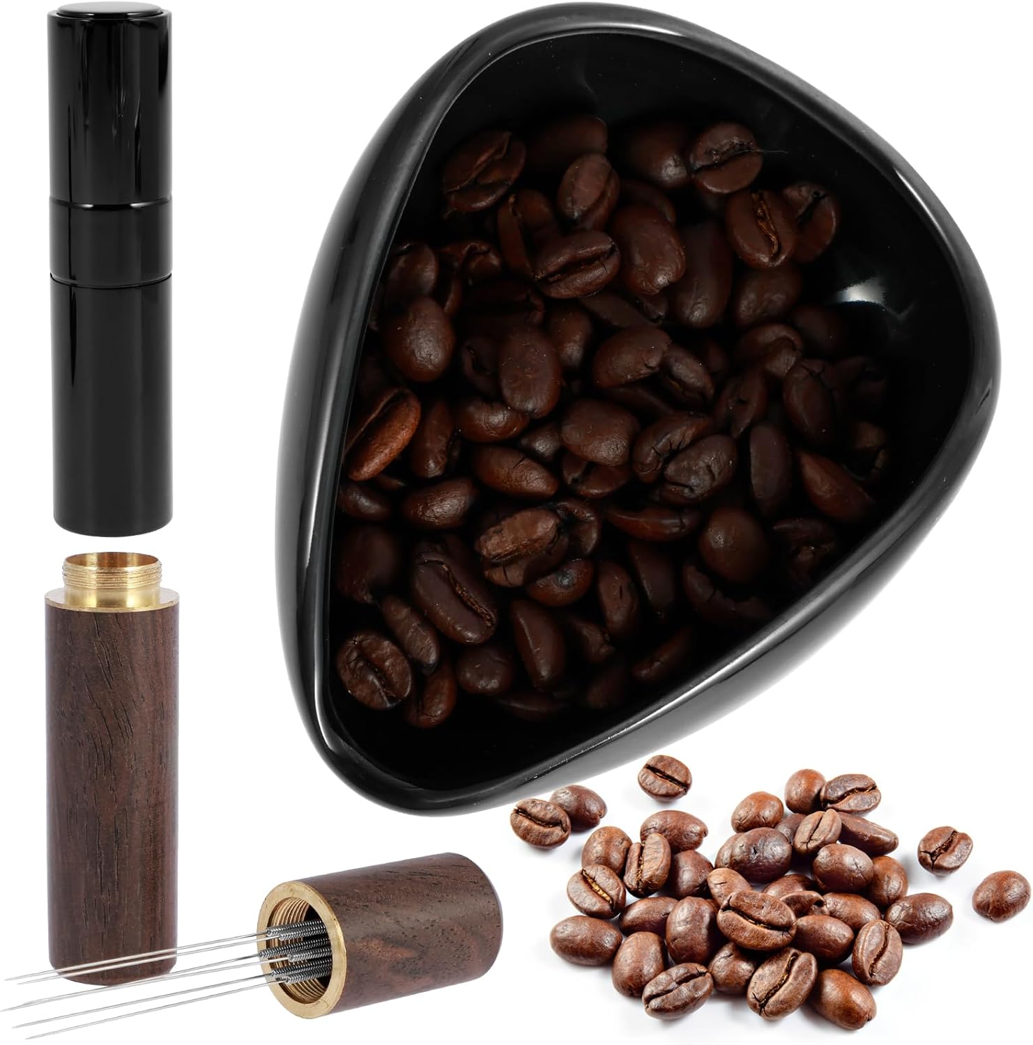 Coffee Bean Dosing Cup Set,Coffee Bar Accessories,Ceramic Dosing Vessel Tray Kit