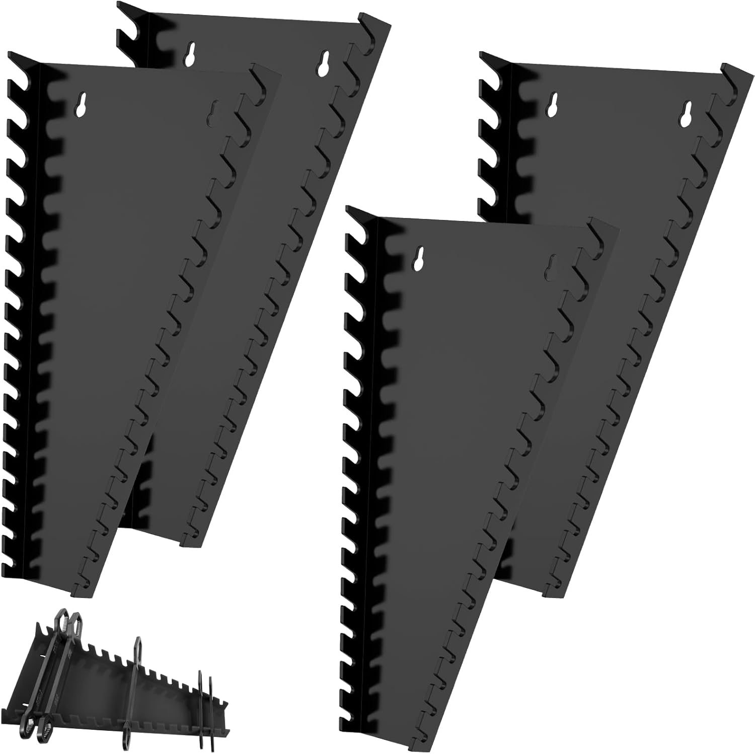 4Pcs Wrench Holder Magnetic Metric SAE Wrench Storage Tray Holder 4-Pack Total H