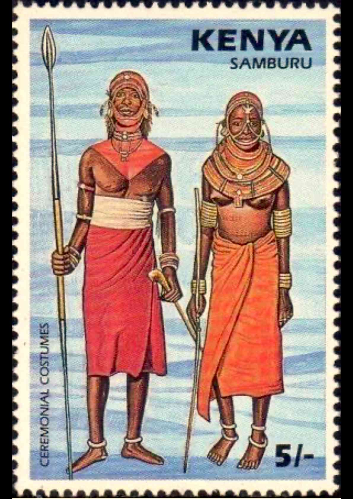 Kenya Samburu Ceremonial Costumes Stamp Art