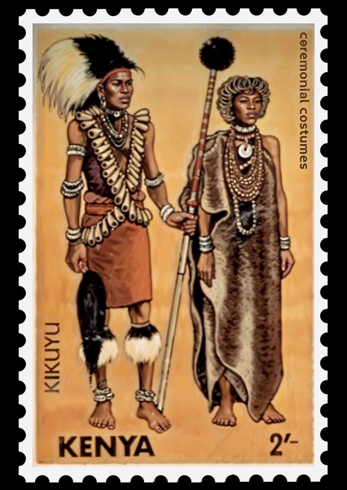 Kikuyu ceremonial costumes stamp Art