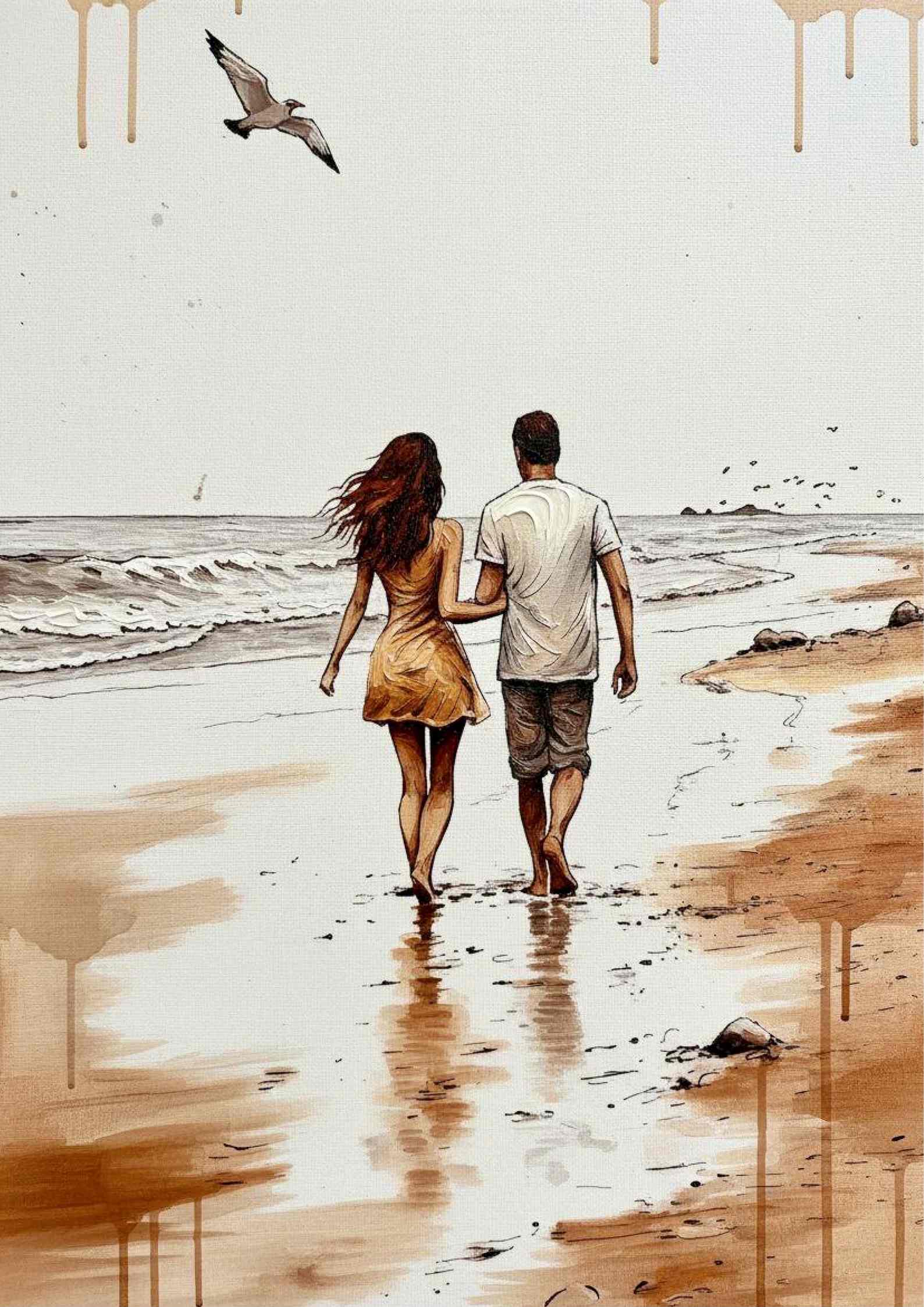 Romantic Beach Walk Wall Art