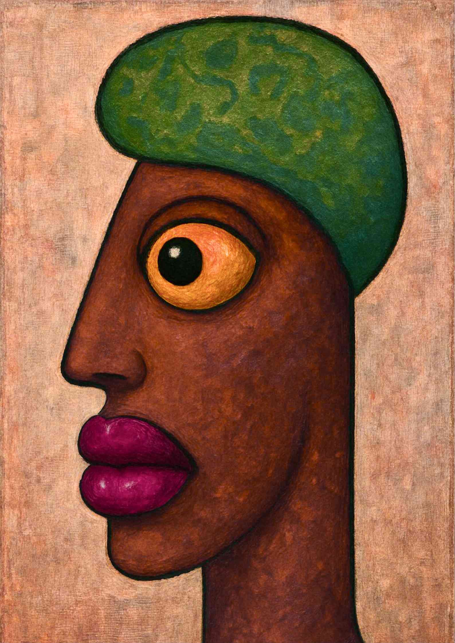 Abstract Green Afro Portrait