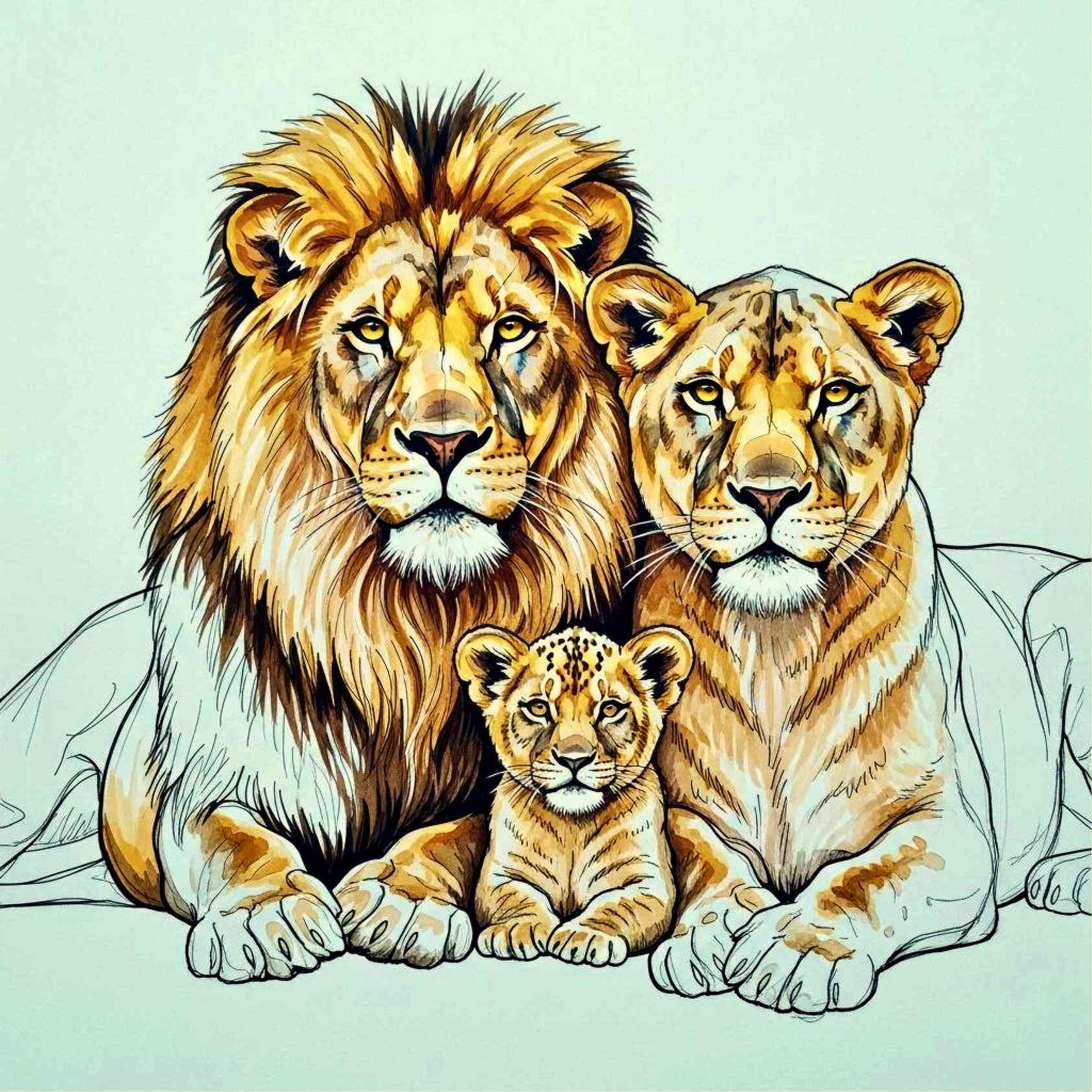 Lion Family Art Print