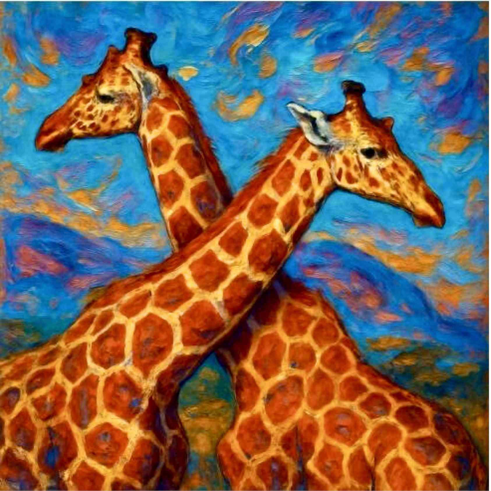 Impressionist Giraffe Painting