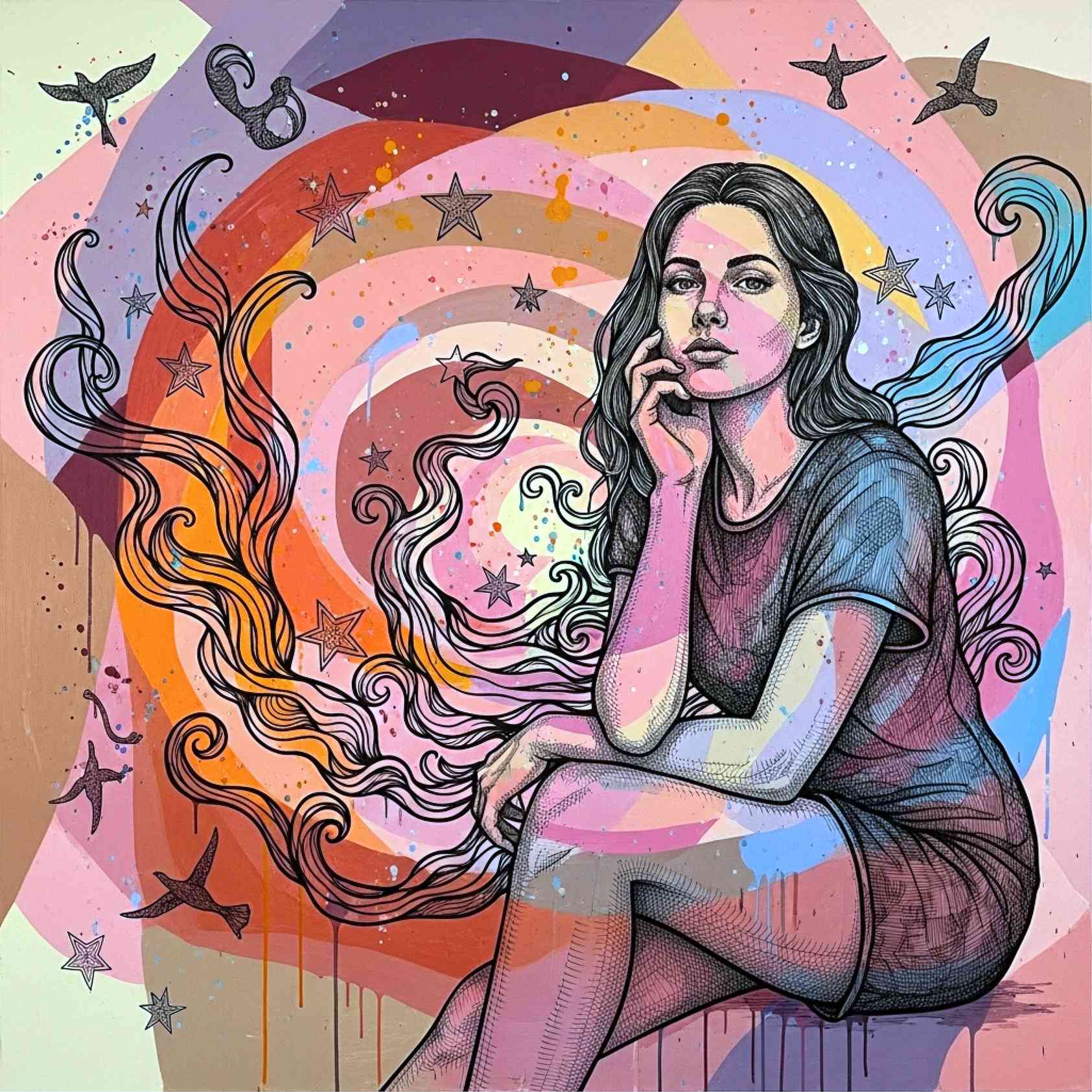 Vibrant Abstract Figurative Art