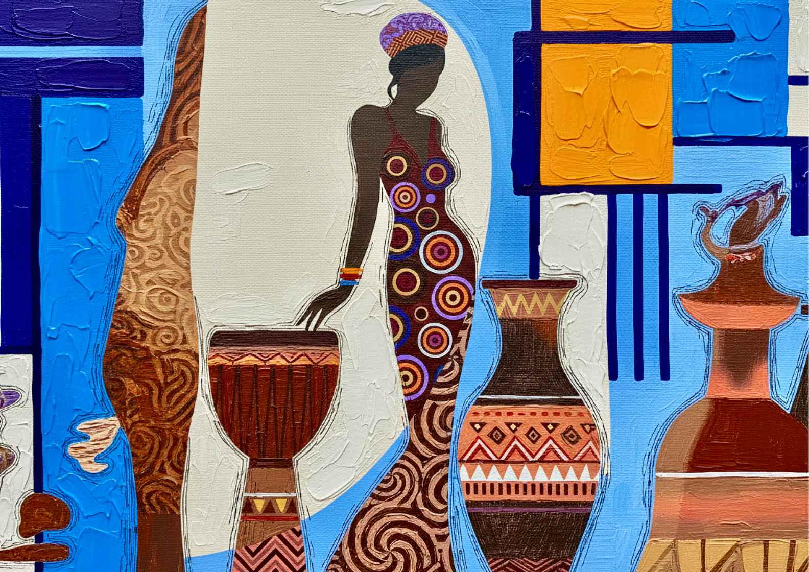 African Woman Abstract Painting