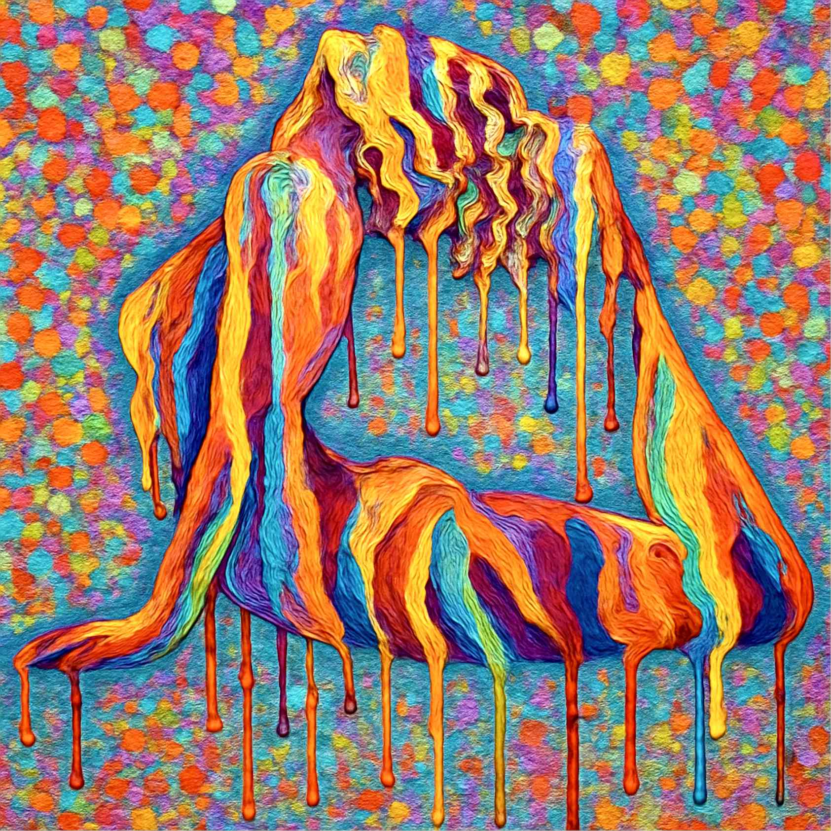 Abstract Dripping Woman Painting