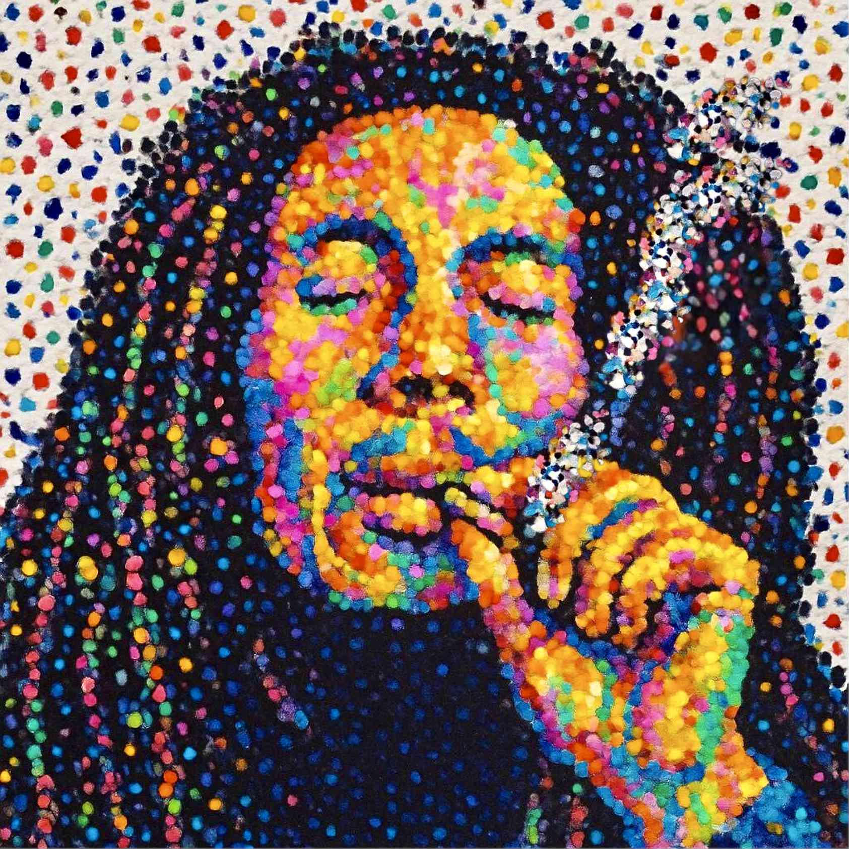 Colorful Bob Marley's Pointillism Art Print