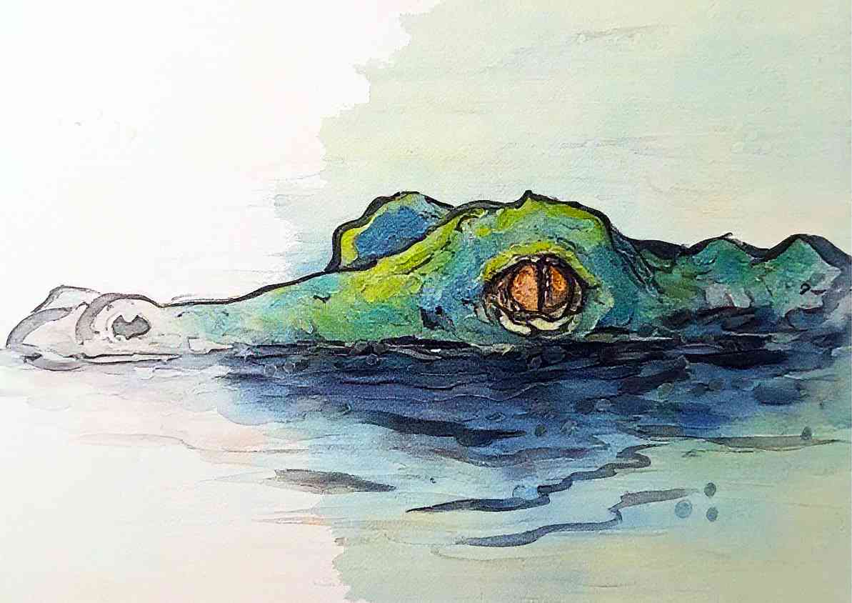 Crocodile Watercolor Painting