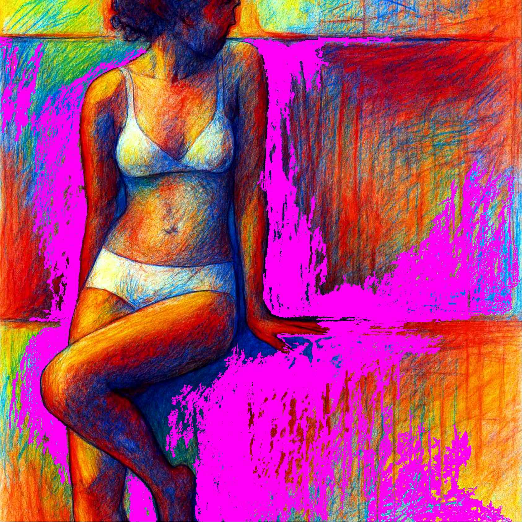 Women's In White Bikini Art