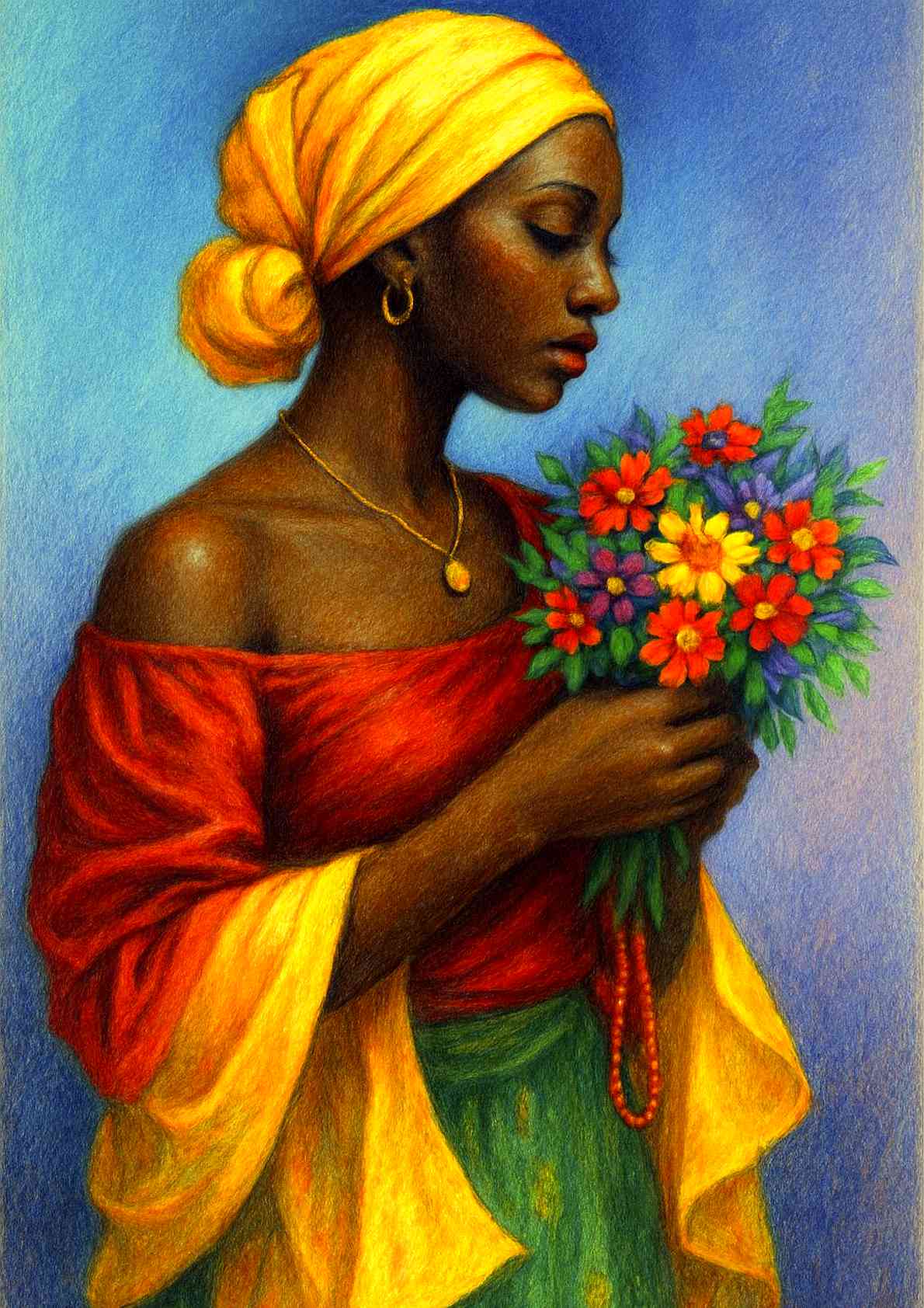 Vibrant Woman Portrait Art