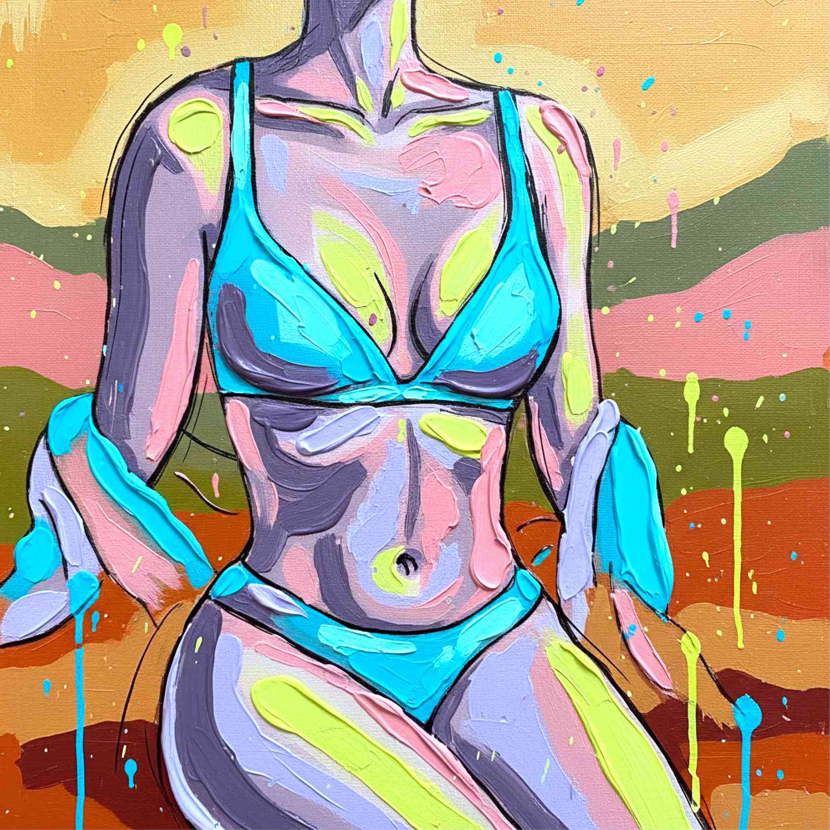 Lady In Vivid Blue Bikini Art