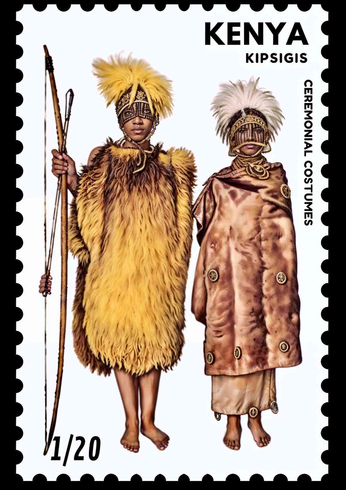 Kipsigis Ceremonial Costumes Stamp Art