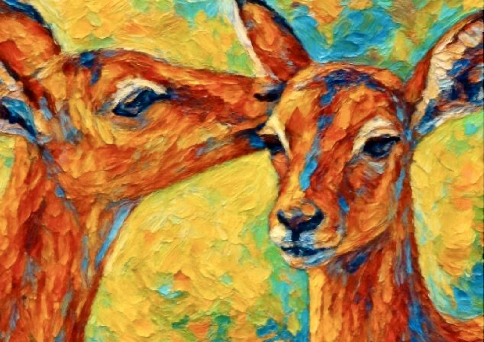 Colorful Deer Oil Painting
