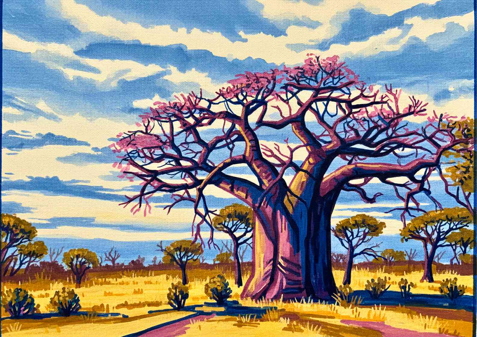 Baobab Tree Landscape Painting