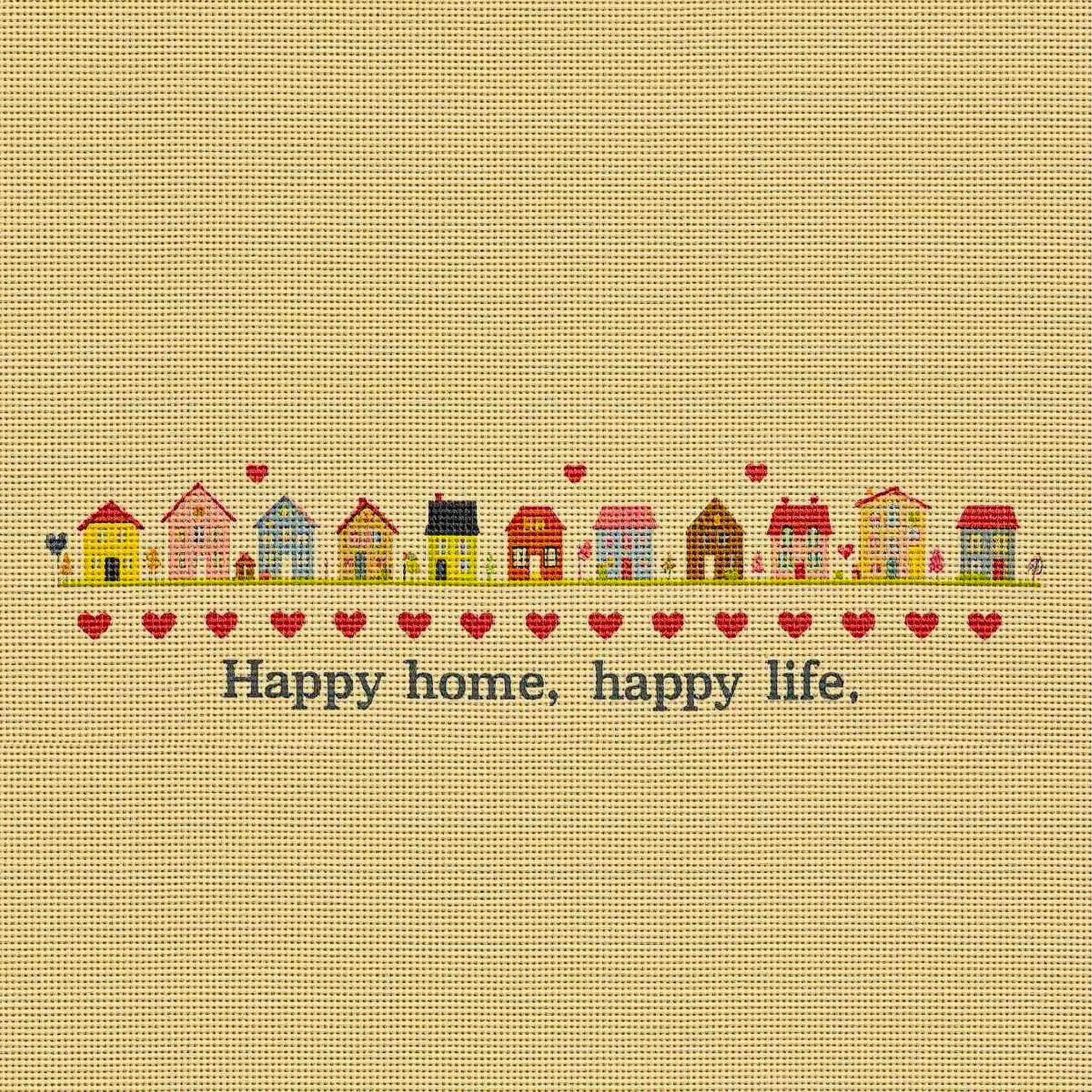 Happy Home Happy Life, Cross Stitch Pattern Art