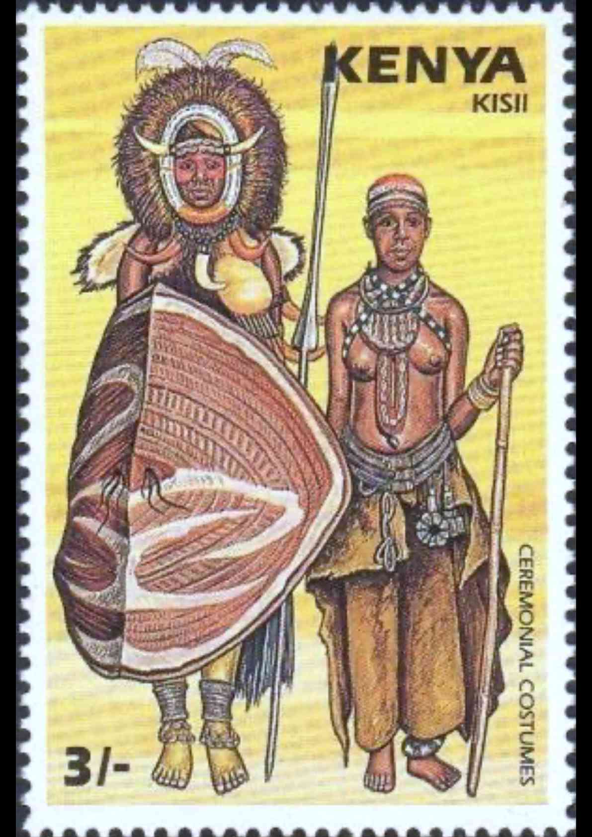 Kenyan Kisii Ceremonial Costumes Stamp Art
