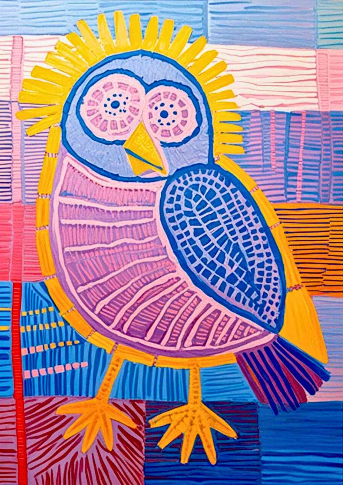 Vibrant Tribal Sunburst Owl