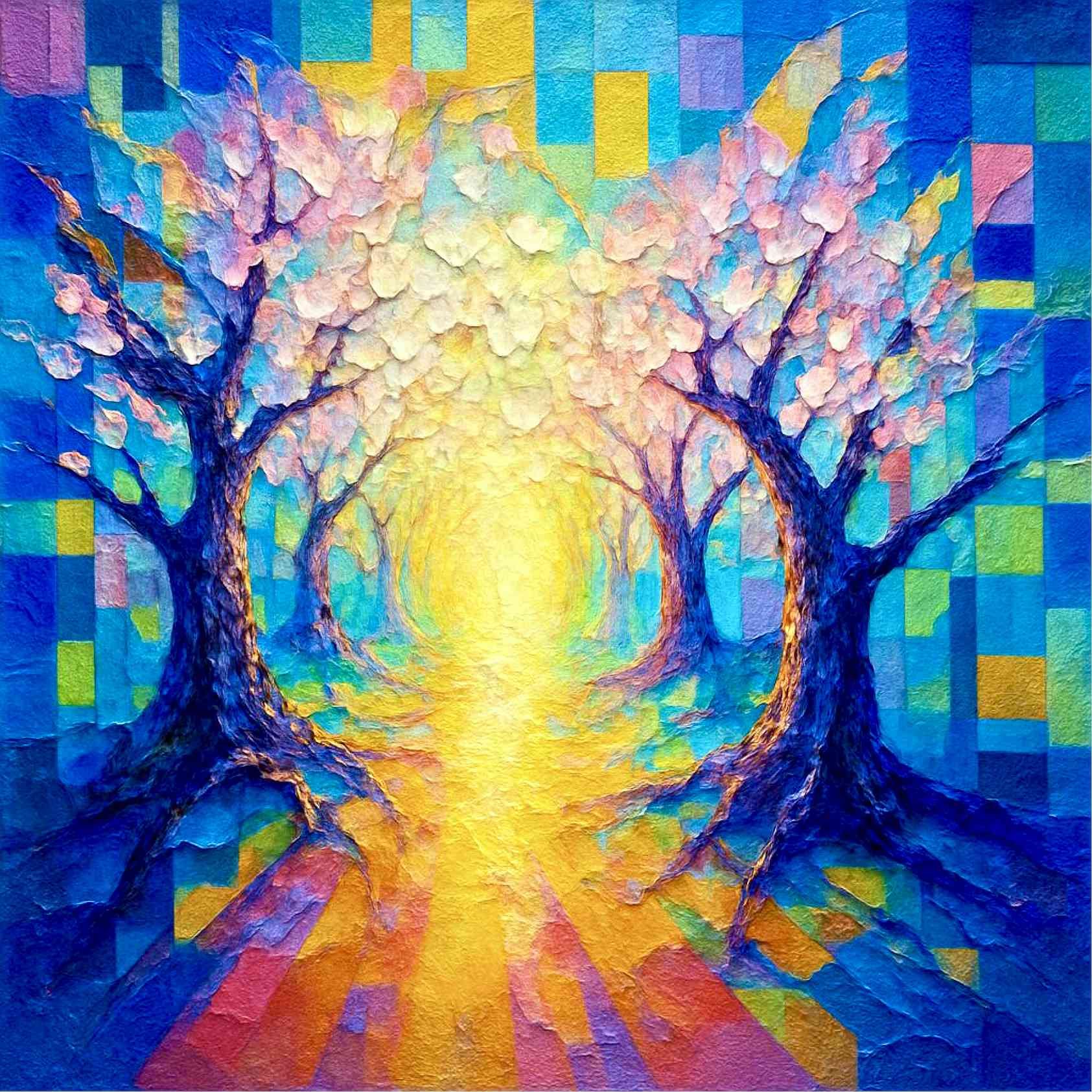 Abstract Spring Pathway Painting