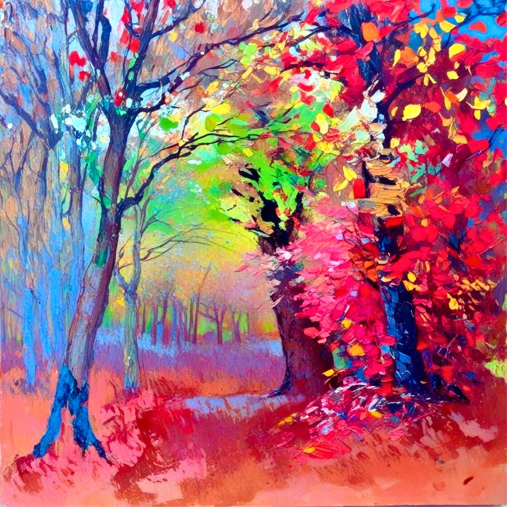 Colorful Autumn Forest Painting
