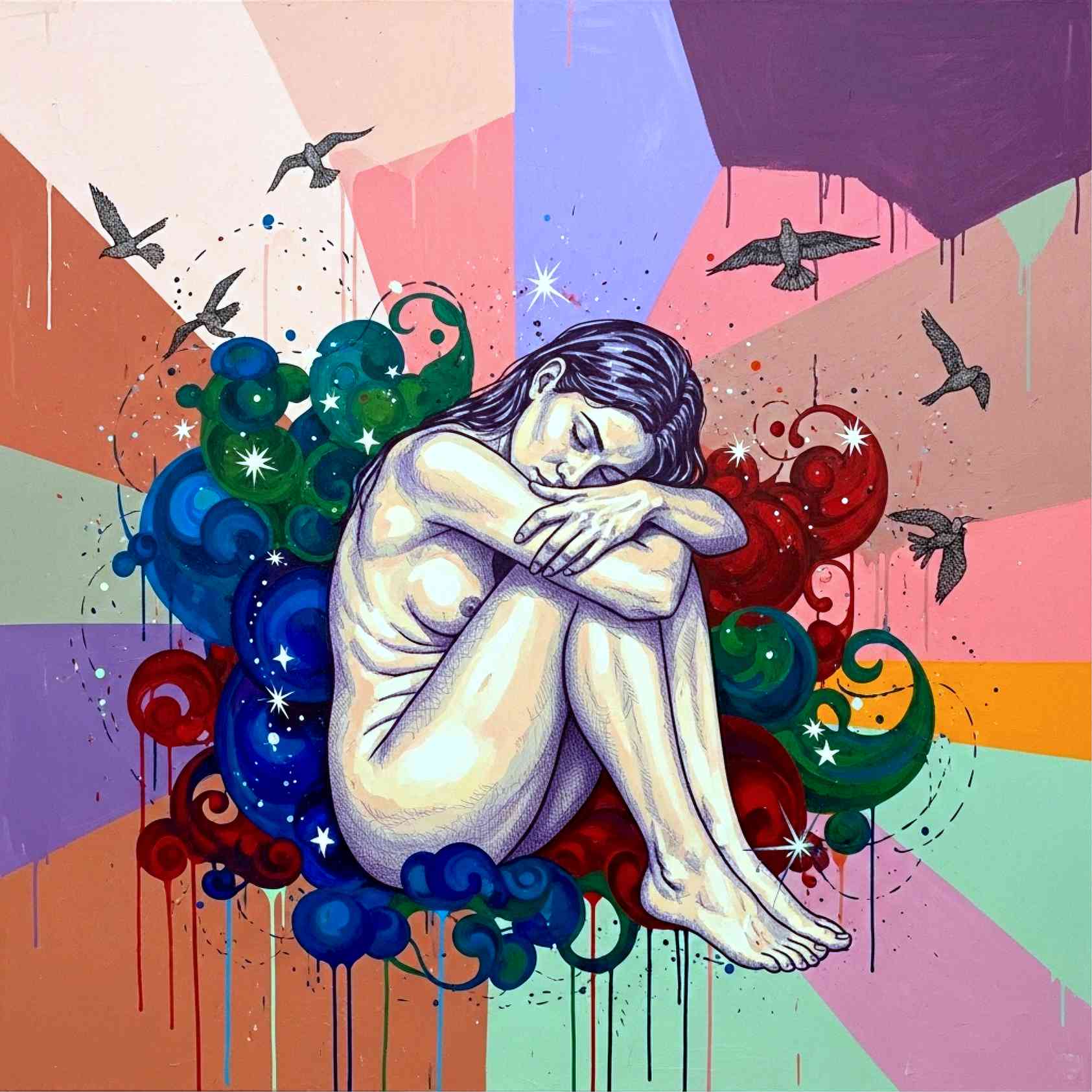 Contemporary Abstract Nude Painting