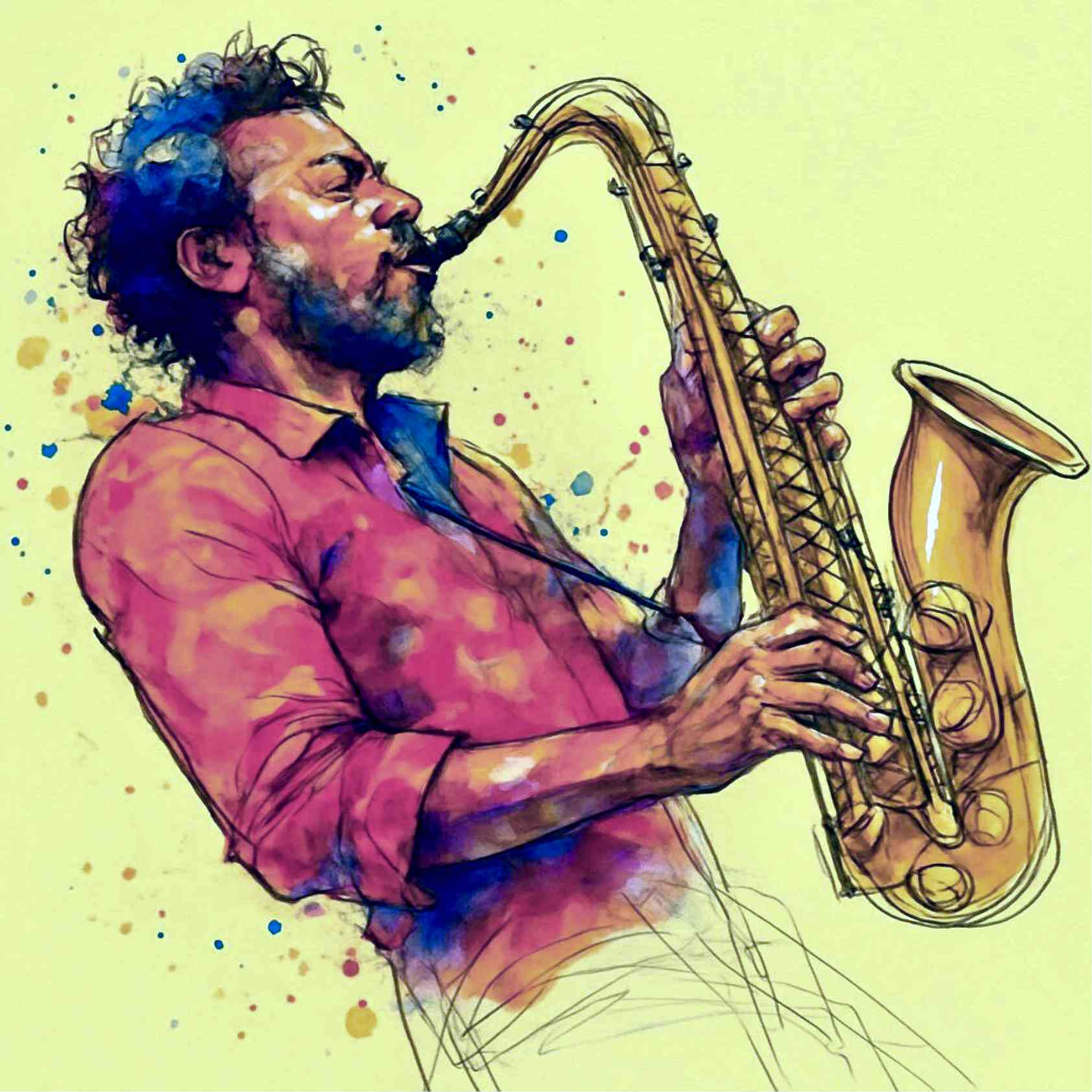 Player On Brass Saxophone Art