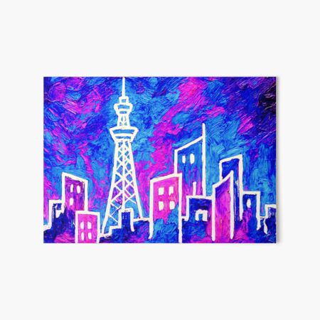 Cyberpunk City Skyline Purple And Blue