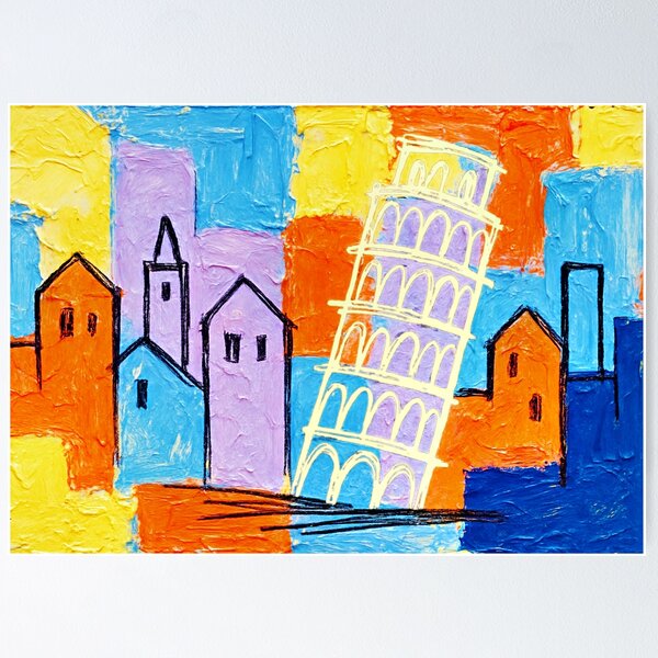 Leaning Tower Of Pisa Colorful Abstract