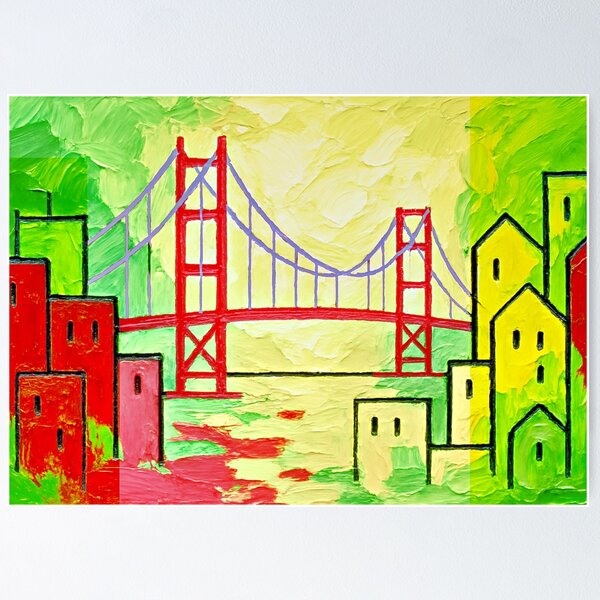 Golden Gate Bridge Red And Green Art