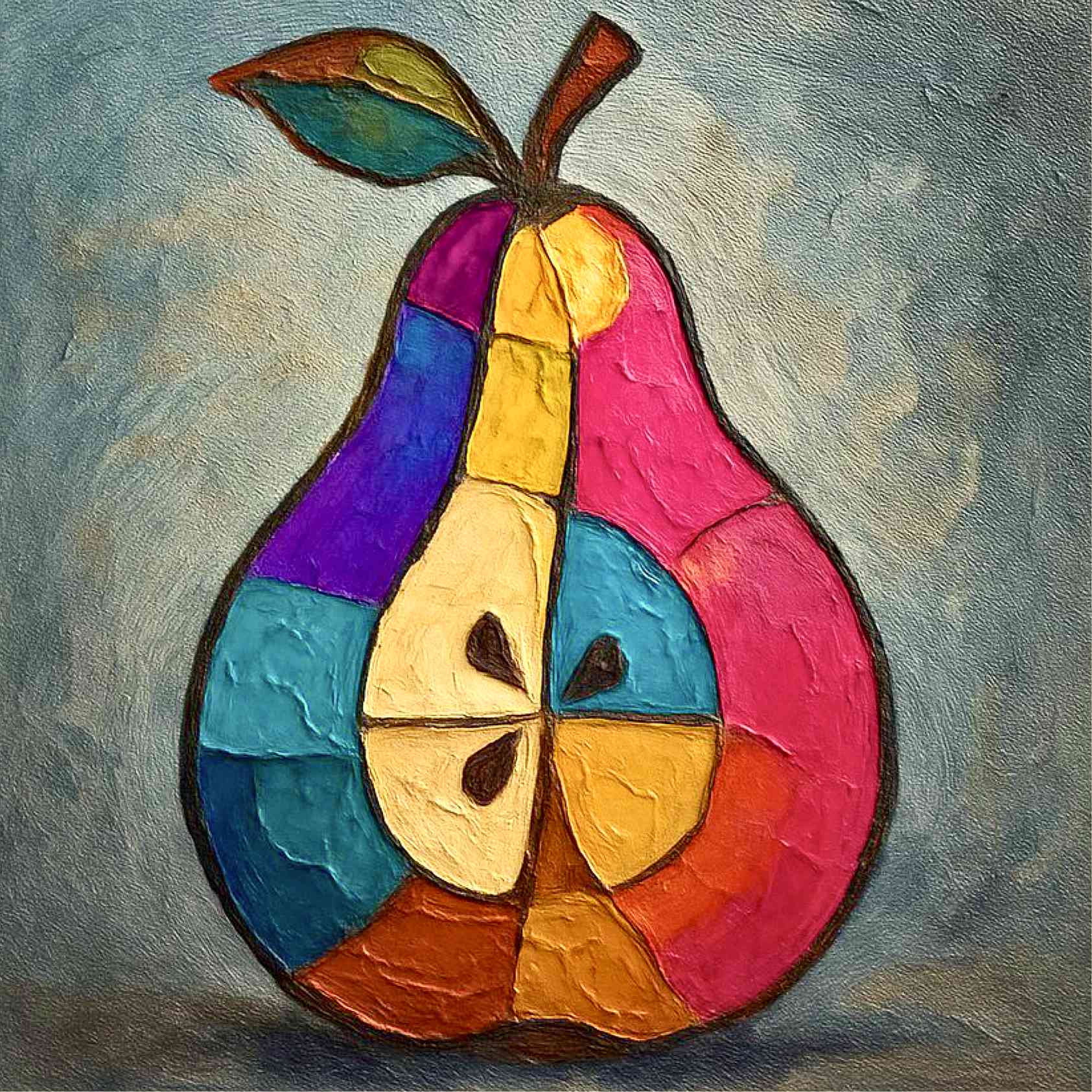 Colorful Abstract Pear Painting