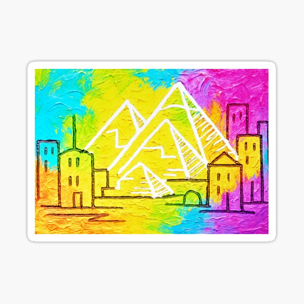 Pyramids Of Giza Neon Pop Art