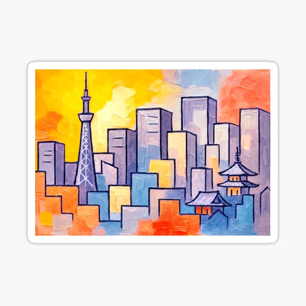 Tokyo Skytree Sunset Skyline Art