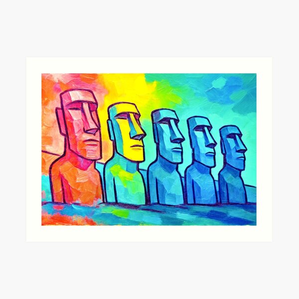 Easter Island Moai Rainbow Gradient