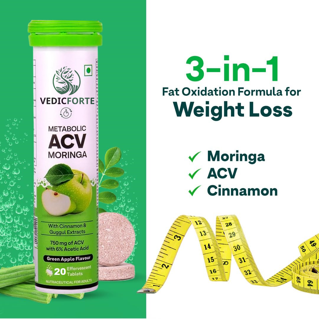 ACV MORINGA 40 TABLET Control Cravings I Apple Cider Vinegar, I No Maltodextrin & No Added Sugar