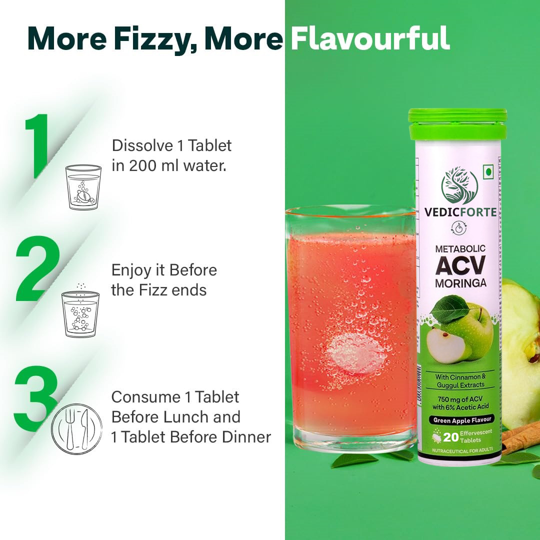 ACV MORINGA 40 TABLET Control Cravings I Apple Cider Vinegar, I No Maltodextrin & No Added Sugar