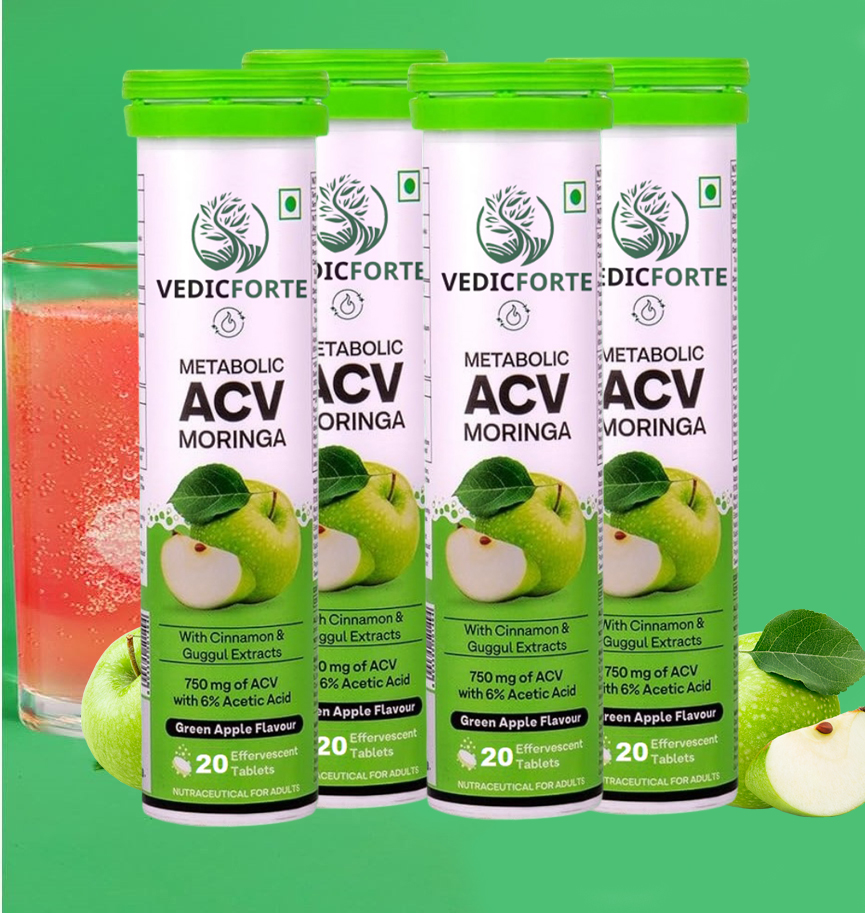 Vedicforte ACV Moringa Metabolism Plus | For Supports Weight Loss, Control Cravings, Convert Fat Into Energy, Boost Energy & Immunity 80 Tablets Pack Of 4 X 20