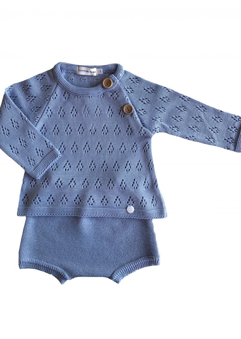 Conjunto de bebé de punto azul