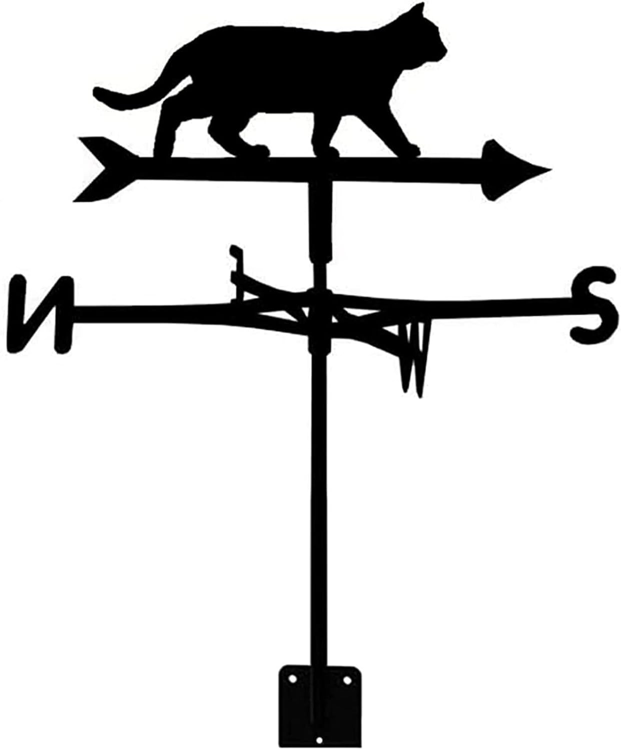 Cat Silhouette Metal Weathervane Vintage Wind Vane Stainless Steel Weathercock