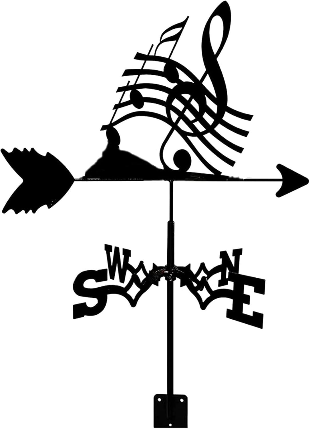 Musical Note Silhouette Metal Weathervane Vintage Wind Vane Stainless Steel We