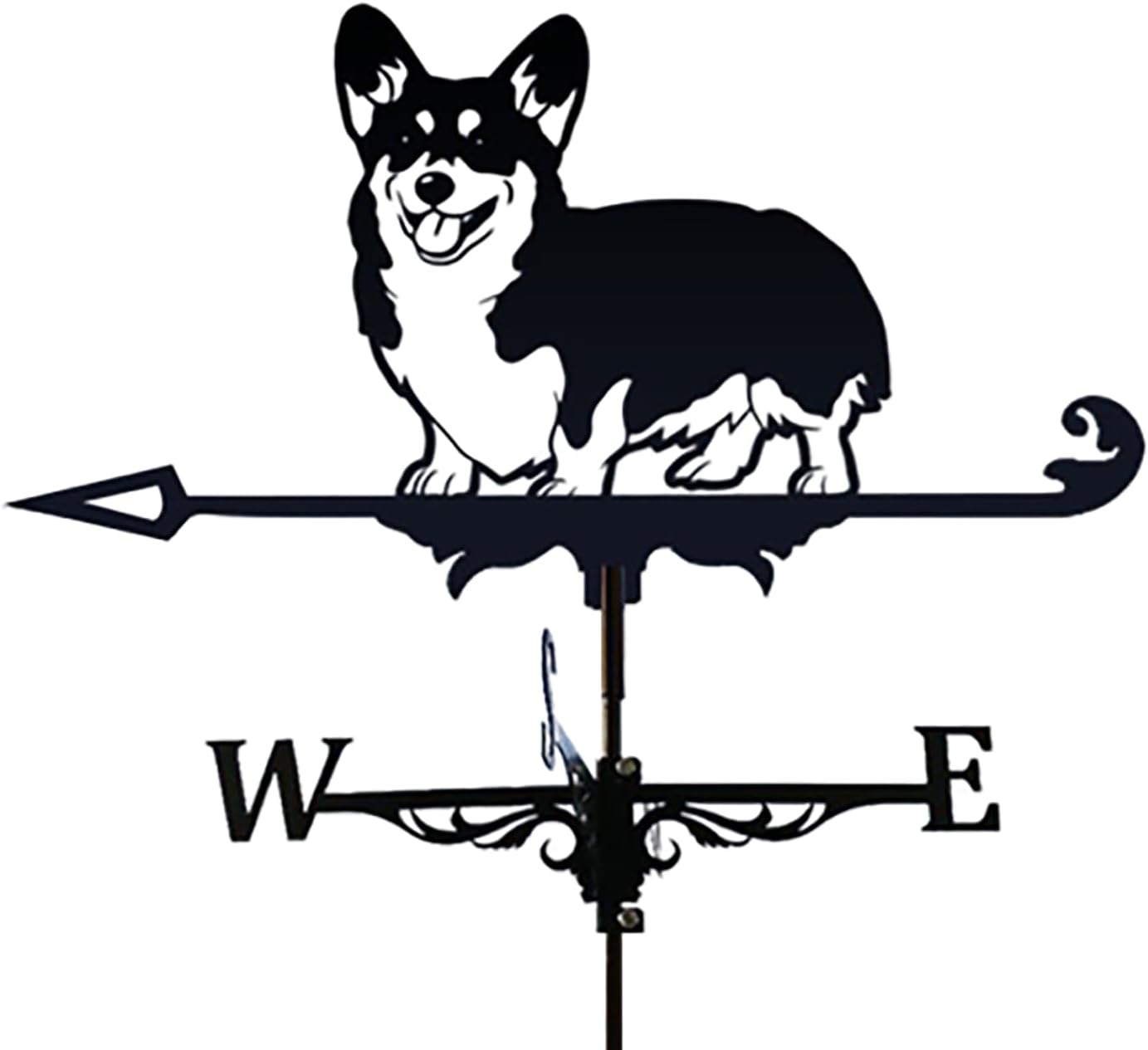 Metal Weathervane Corgi Wrought Iron Wind Vane Stainless Steel Weathercock Win