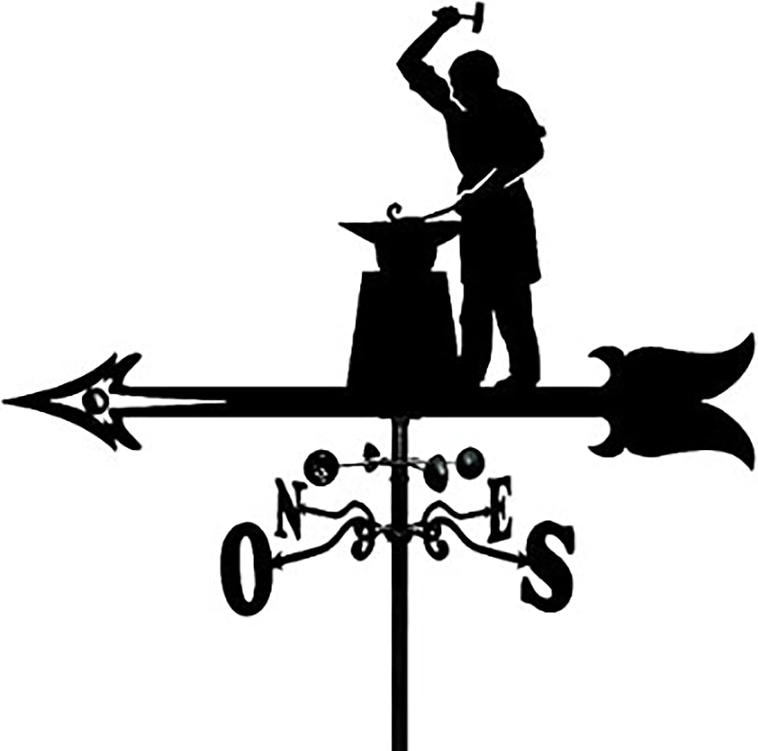 Blacksmith Silhouette Metal Weathervane Vintage Wind Vane Stainless Steel Weat