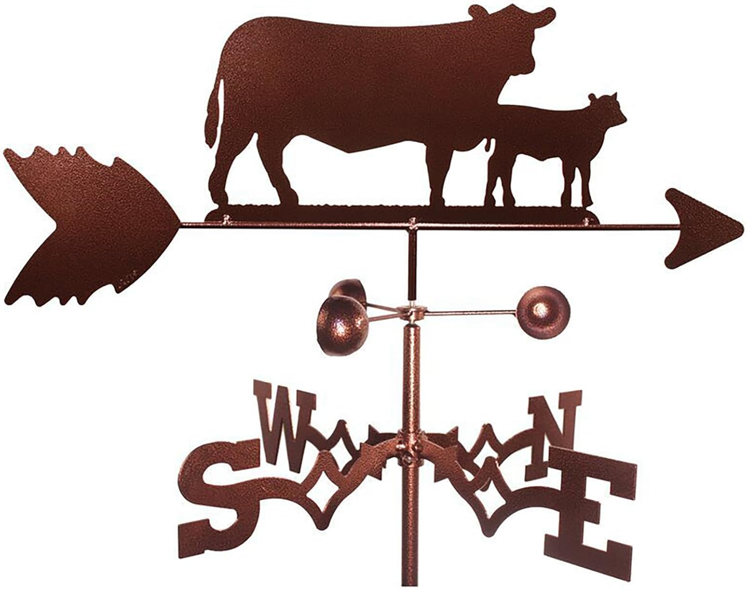 Two Cows Metal Weathervane Vintage Wind Vane Stainless Steel Weathercock Wind