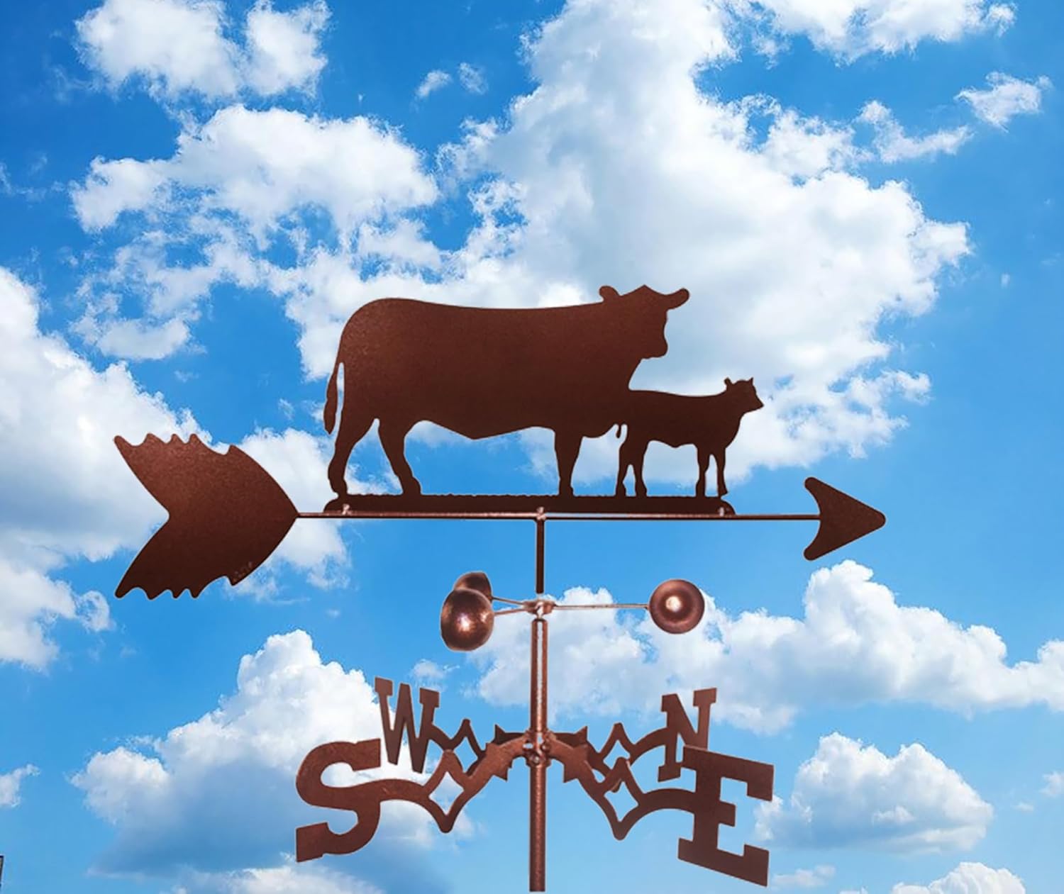 Metal Weathervane Vintage Two Cows Wind Vane Stainless Steel Weathercock Wind