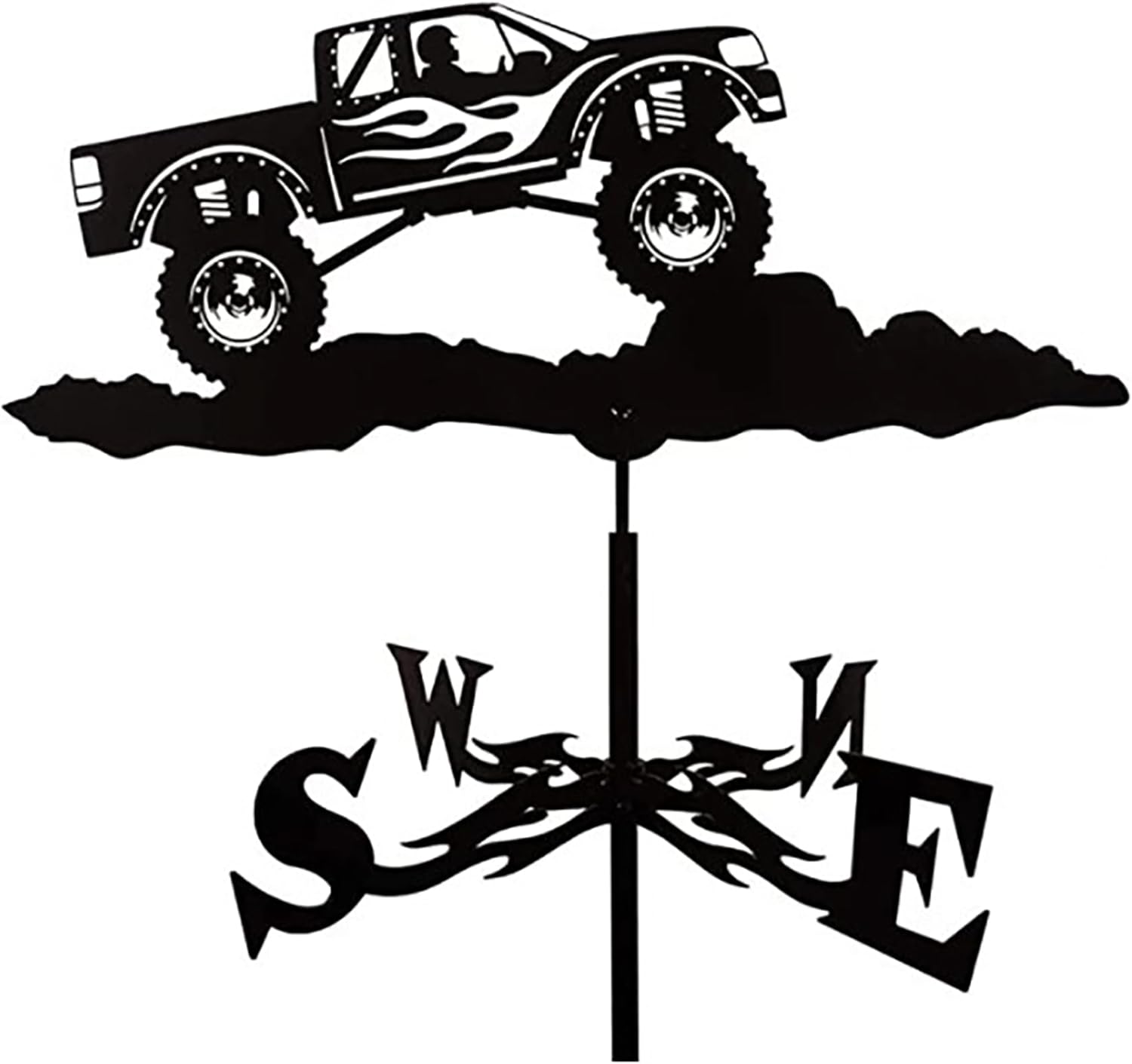 Car Silhouette Metal Weathervane Vintage Wind Vane Stainless Steel Weathercock